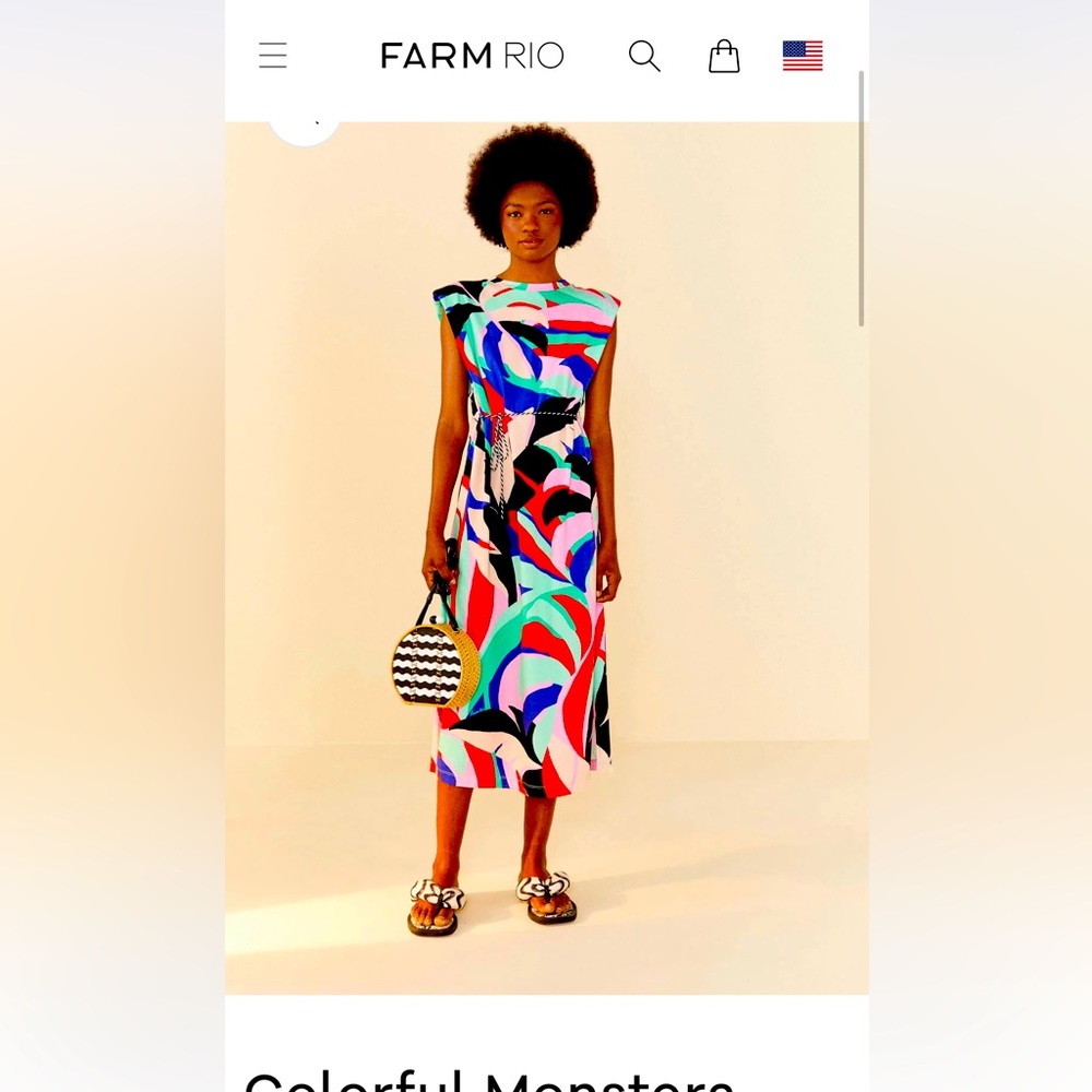 FARM Rio Colorful Monstera T Shirt dress Small